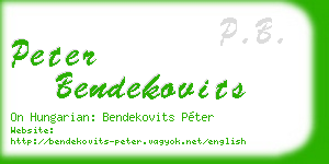 peter bendekovits business card